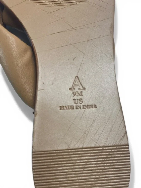 Maeve x Anthropologie Leather Puffy Knotted Thong Sandals in Tan size 9 - Picture 3 of 6